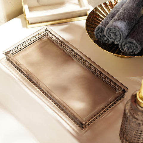 Brown Diamond Texture Glass Tray