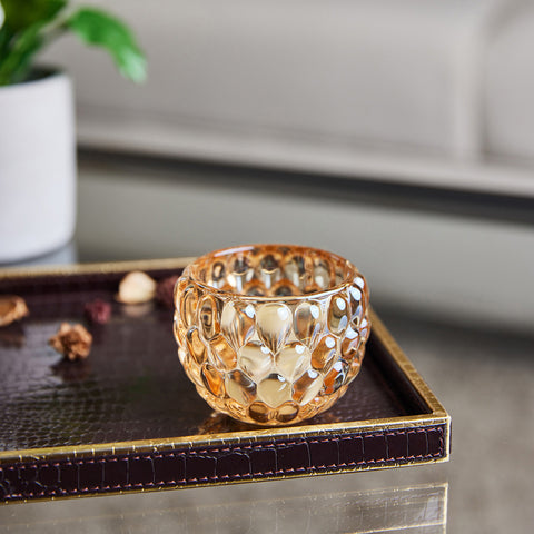 Set of 6 Gold Bait Glass Votive Candle Holder
