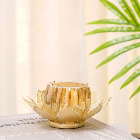 Brown Solid Floral Tea Light Candle Holders
