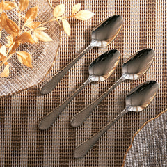 Set of 4 Silver Hammered Dinner Spoons