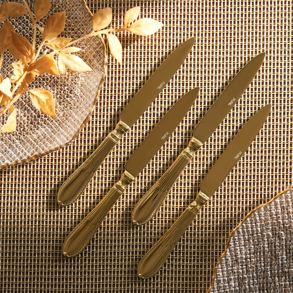 Set Of 4 Gold Victorian Dinner Knives
