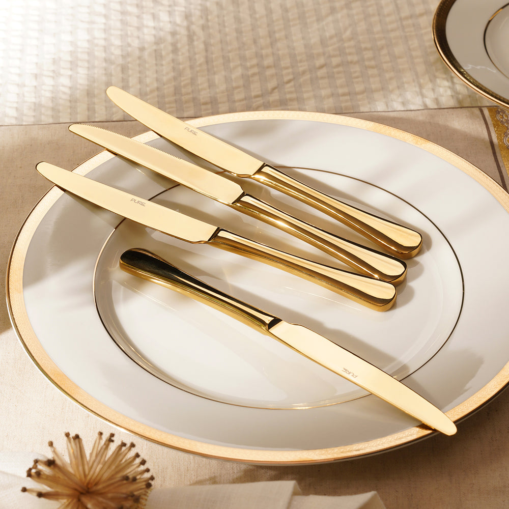 Set of 4 Gold Stainless Steel Dessert Knives