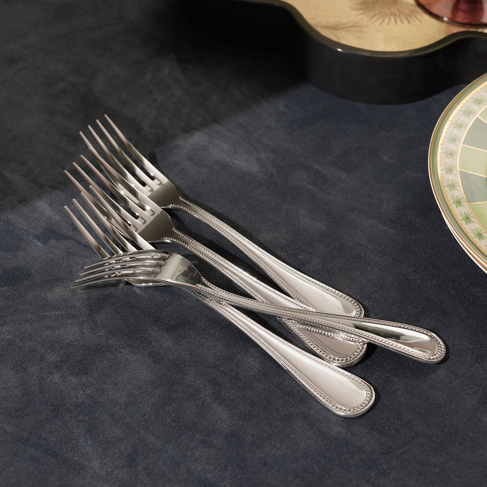 Set Of 4 Silver Stainless Steel Dessert Forks