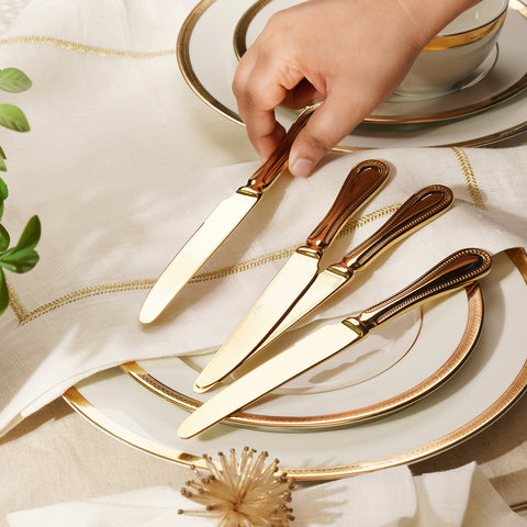 Set of 4 Gold Stainless Steel Dessert Knives