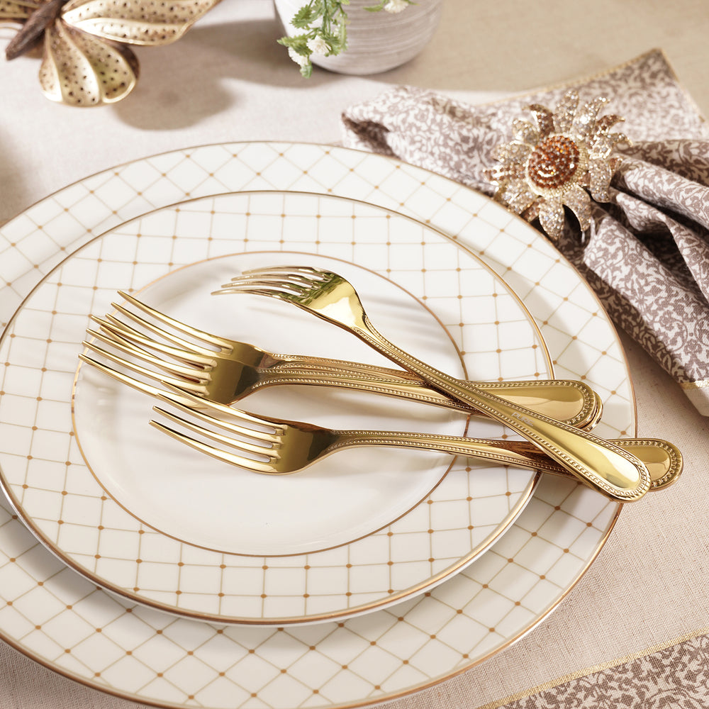 Set Of 4 Gold Stainless Steel Dessert Forks