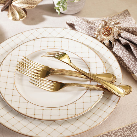 Set Of 4 Gold Stainless Steel Dessert Forks