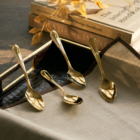 Set of 4 Gold Tea Spoons