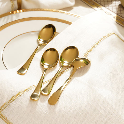 Set of 4 Gold Stainless Steel Tea Spoons