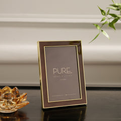Brown and Gold Enamel Metal Photo Frame - Small