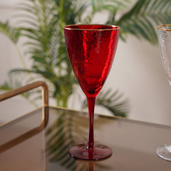 Set of 4 Red and Gold Wine Glasses