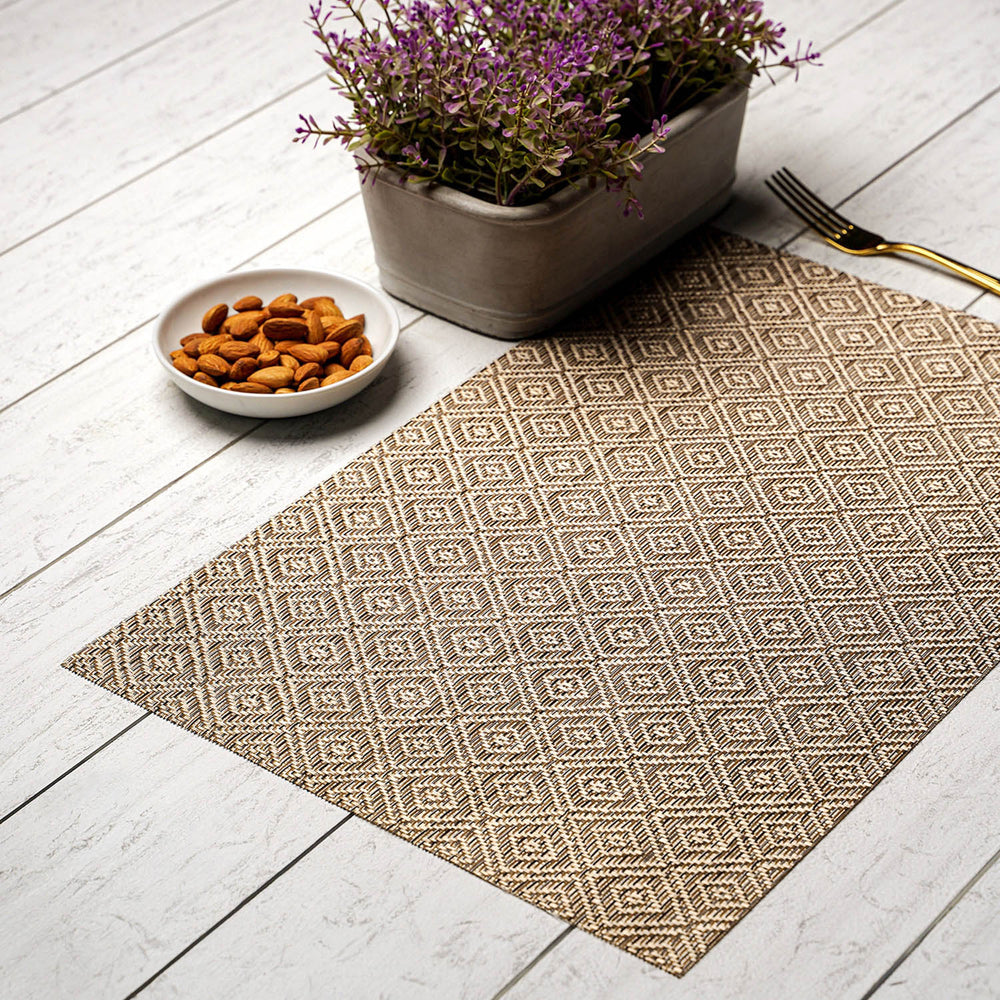 Set Of 6 Golden Rhombus Mesh Placemat