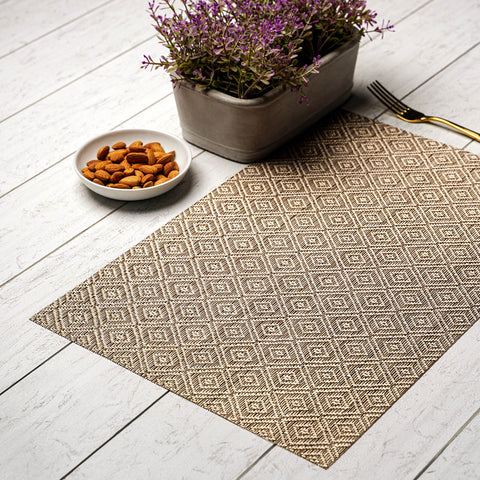 Set Of 6 Golden Rhombus Mesh Placemat
