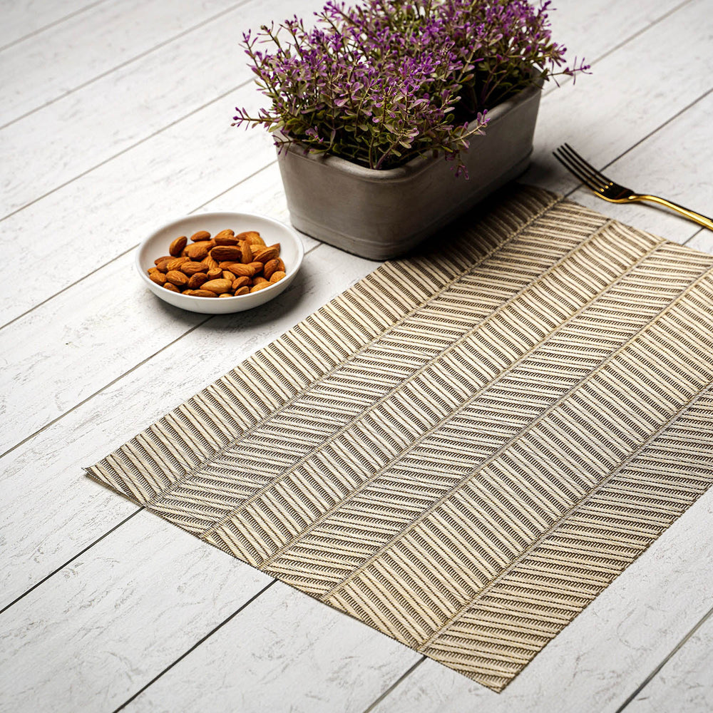 Set Of 6 Golden Textured Placemat