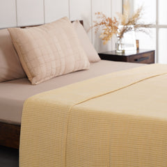 Yellow Woven Metalasse Jacquard Double Bed Quilt