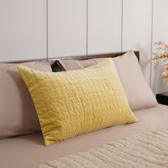 Yellow Hand Stitched Superfine Velvet Sham