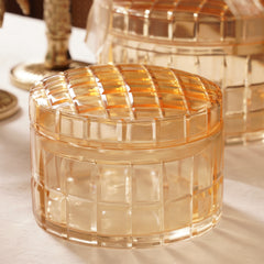 Gold Ombre Cut Glass Box with Cover - Small