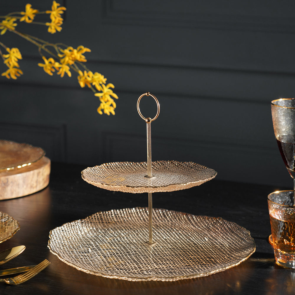 Citrine Gold Fizz Textured Cake Stand