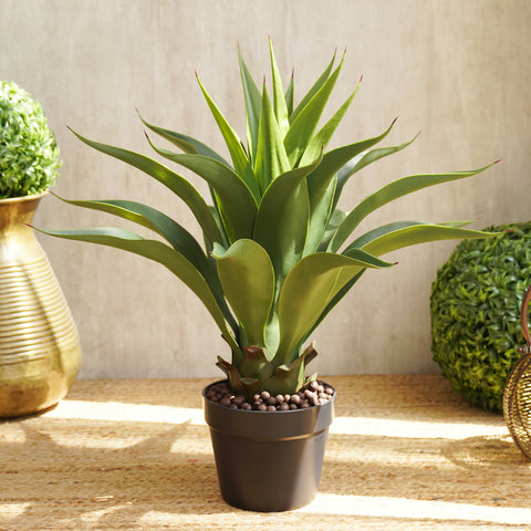 Green Faux Agave Potted Plant