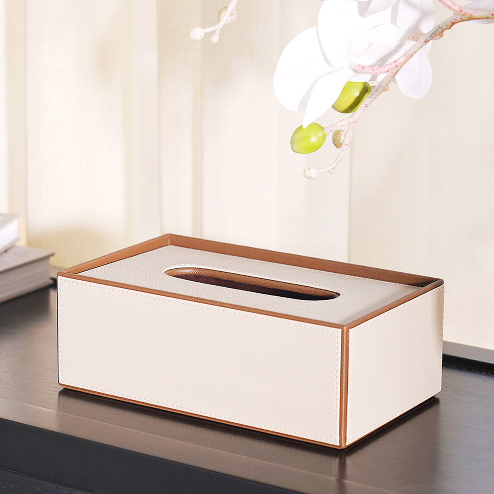 Beige Pelle Tissue Box