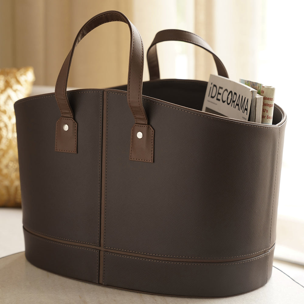 Brown Pelle Magazine Basket