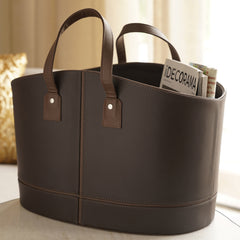 Brown Pelle Magazine Basket