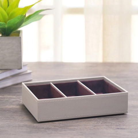 Beige  Pelle 3-Part Organizer Tray