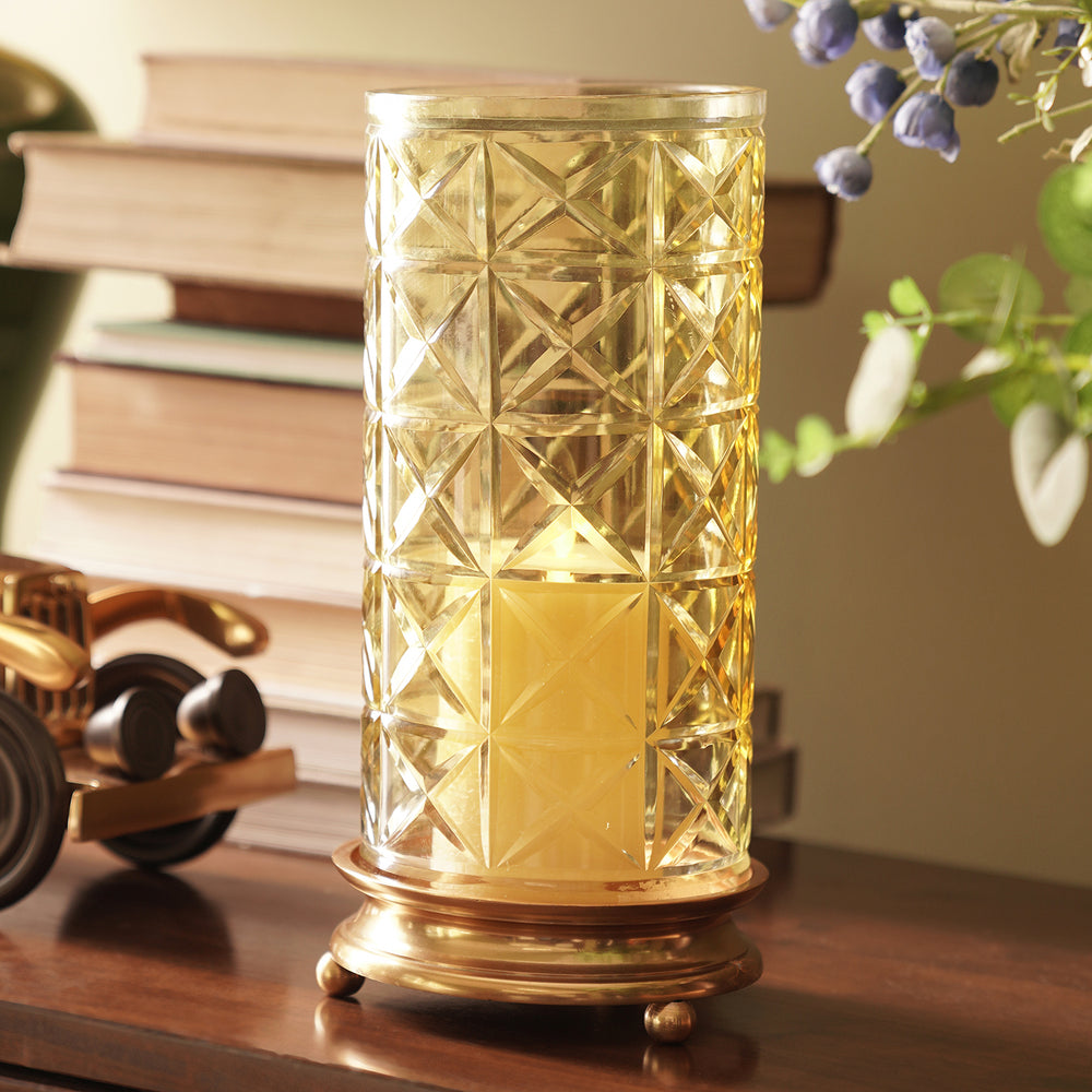 Gold Cut Glass Candle Holder