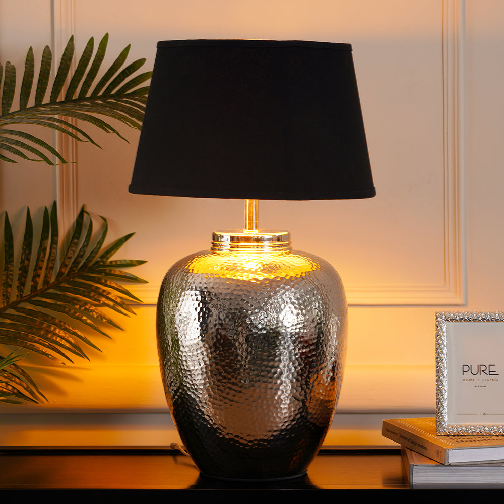 Silver Metal Table Lamp Stand Large (without shade)