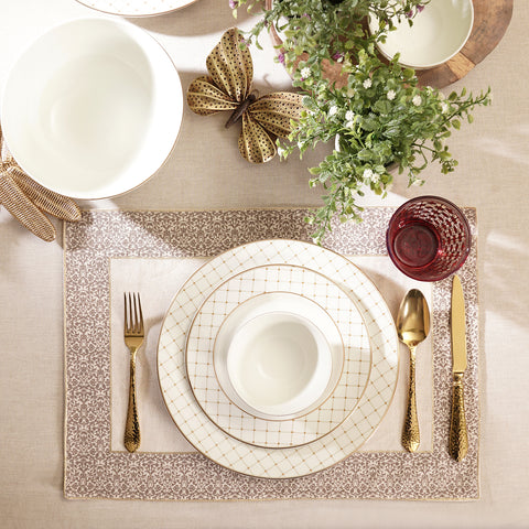 Beige Printed Cotton Placemat
