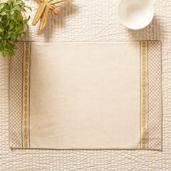 Beige Cotton Printed Placemat