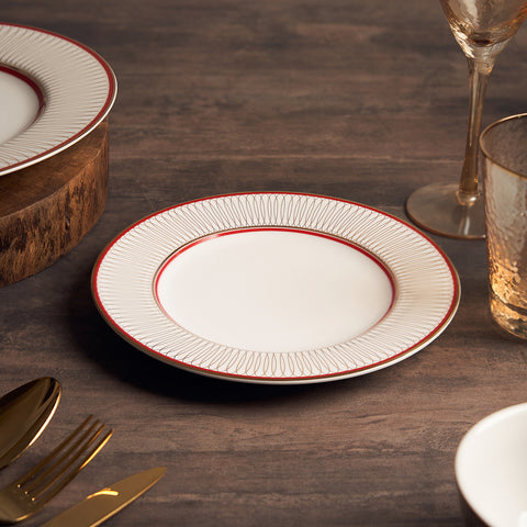 Set of 2 Red and Golden Moderno Dessert Plate