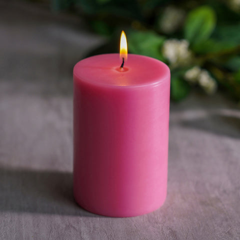 Summar Rose Pink Pillar Candle - Large