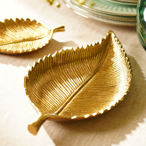 Gold Birch Leaf Shaped Platter - Large