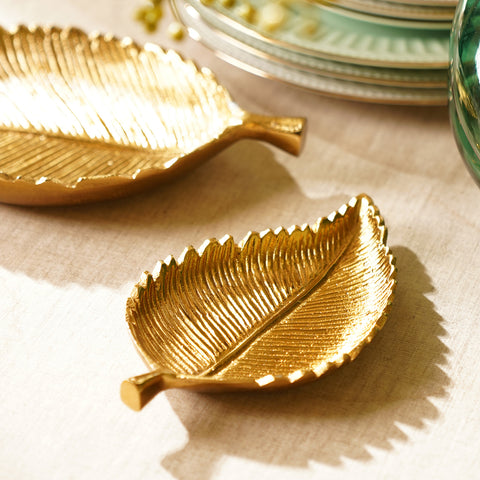 Gold Birch Leaf Shaped Platter