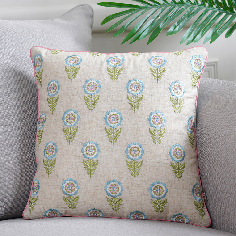 Cream Floral Cushion Cover