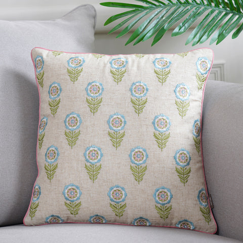 Cream Floral Cushion Cover