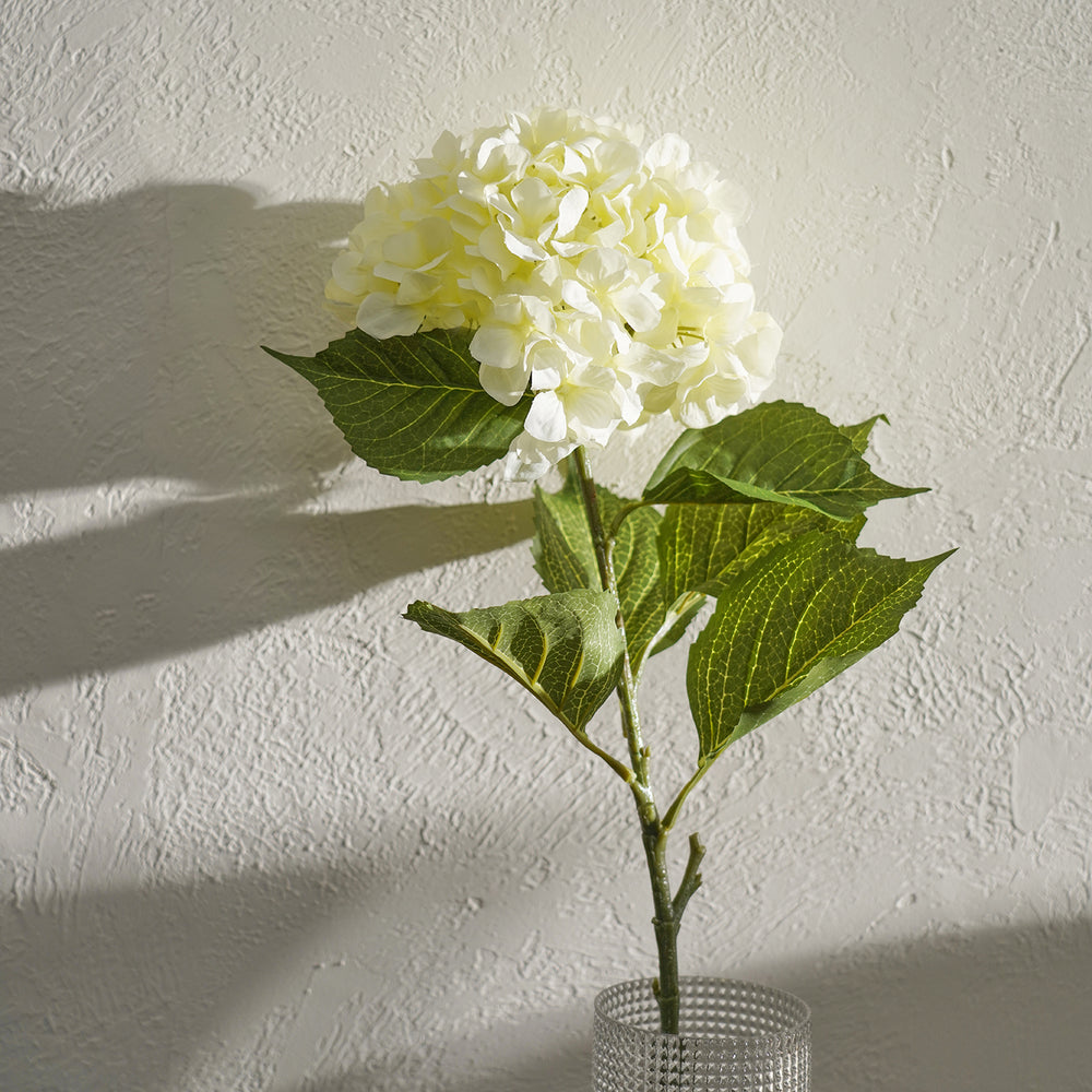 White Hydrangea Faux Flower Stem - Single