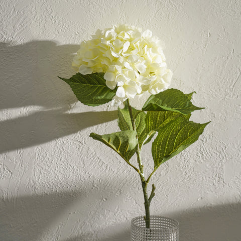 White Hydrangea Faux Flower Stem - Single