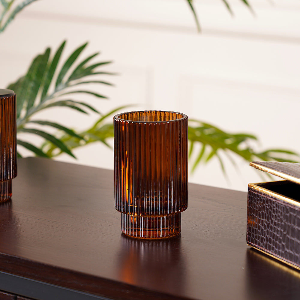 Citrine Brown Ribbed Tumbler