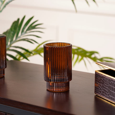 Citrine Brown Ribbed Tumbler