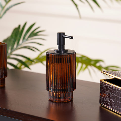 Citrine Brown Ribbed Soap Dispenser