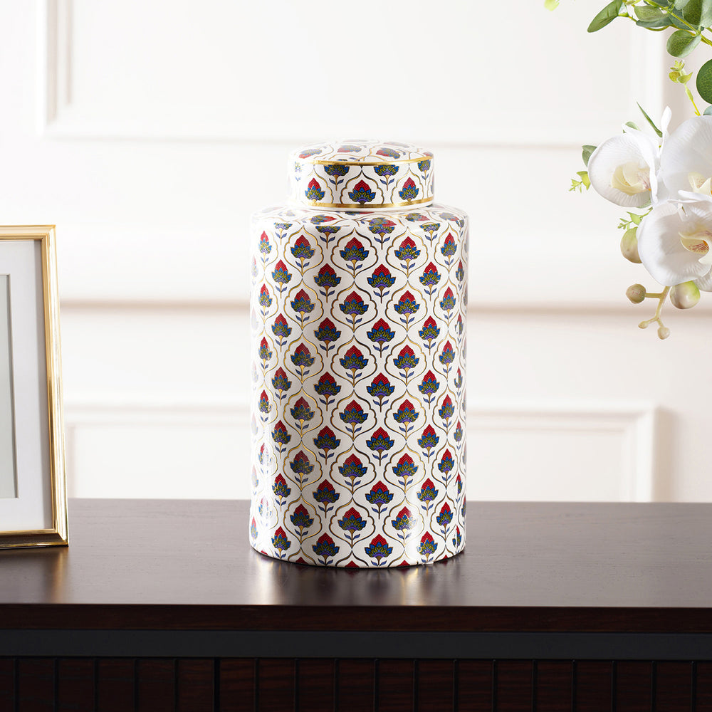 Intricate Floral White Large Canister