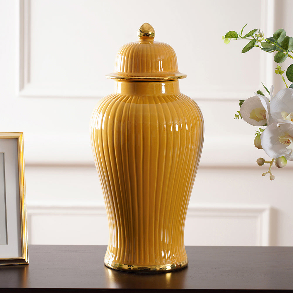 Mustard Velvety Urn - Large
