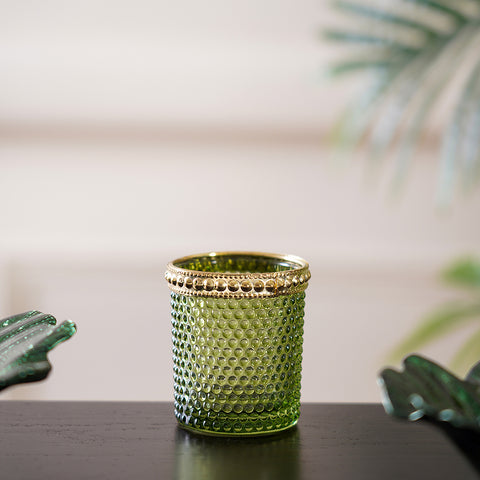 Emerald Green Dotted Votive Holder