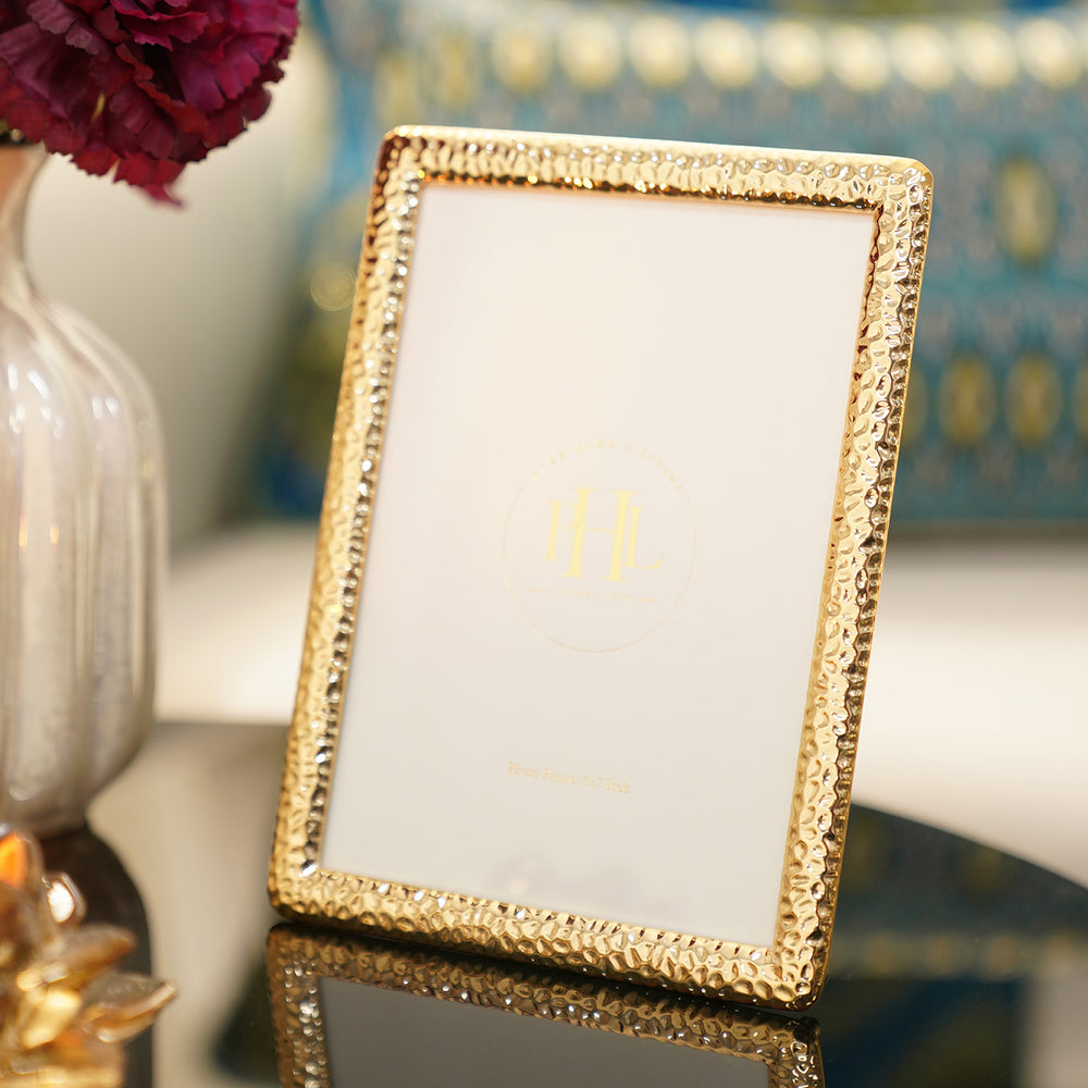Gold Plated Hammered Metal Frame - Medium