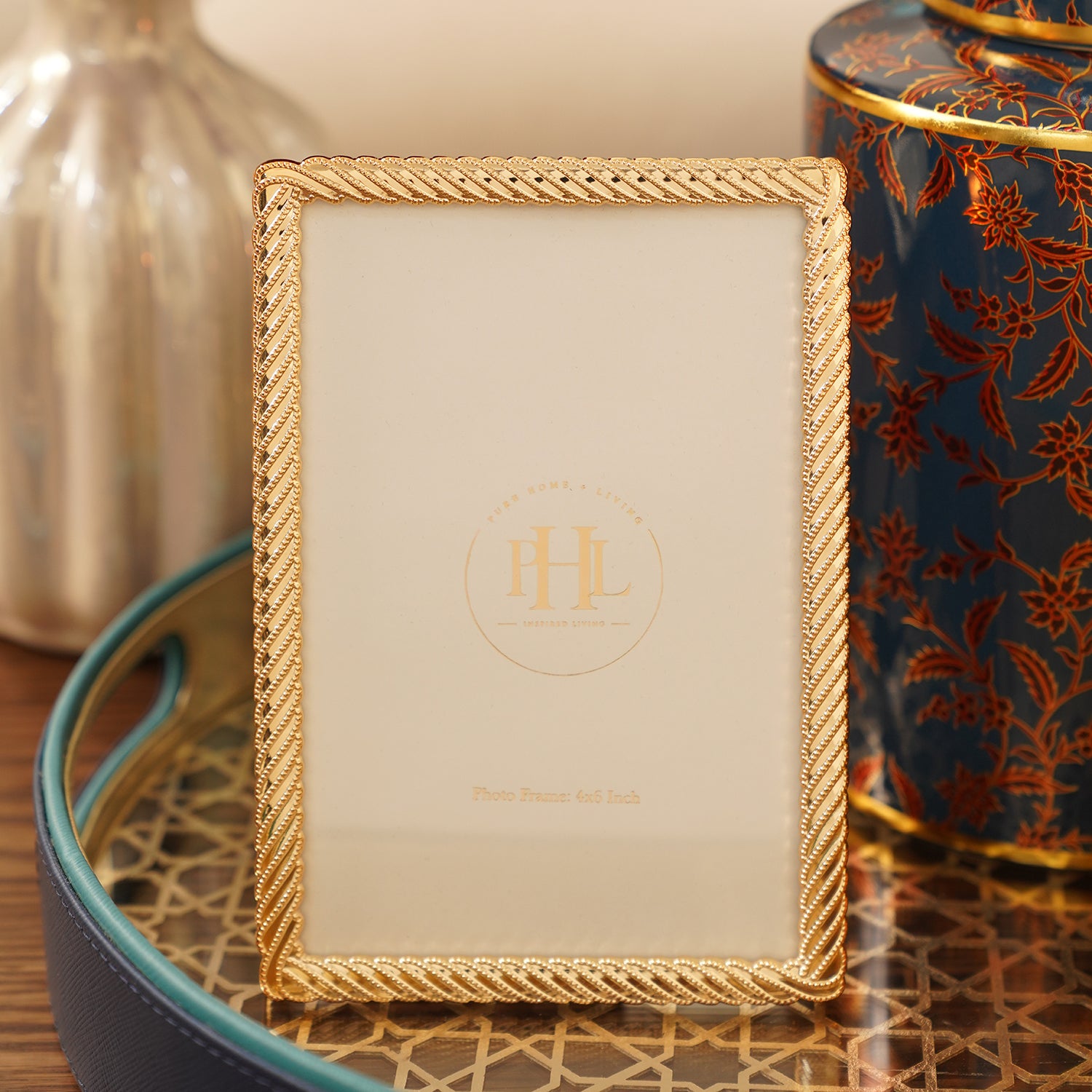 Diagonal Gold Frame Gold Plated Diagonal Twisted Metal Photo Frame - Small