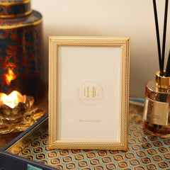 Gold Plated Weaved Pattern Metal Photo Frame - Small