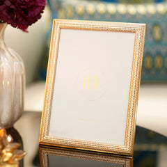 Gold Plated Weaved Pattern Metal Photo Frame - Large