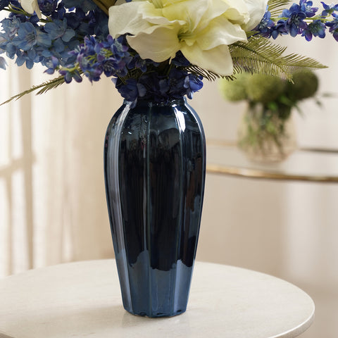 Dark Blue Glazed Ceramic Vase - Large