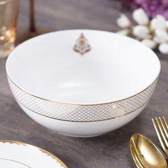 White and Gold Interlaced Design Serving Bowl